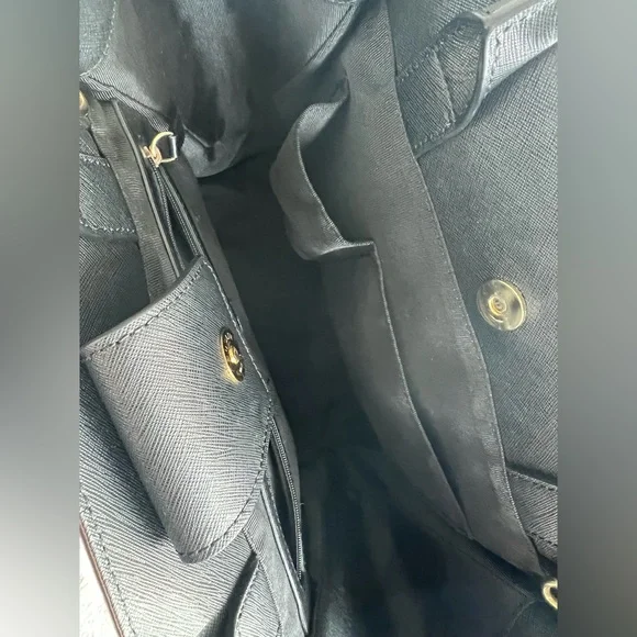 Zac Posen Saffiano Leather Black Top Handle Tote - Picture 5 of 6